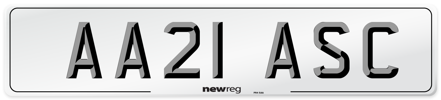 AA21 ASC Number Plate from New Reg